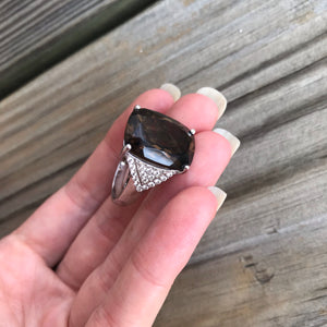 Smoky Quartz and Zircon ring