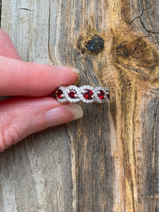 Natural Noble Red Spinel 5 stone ring