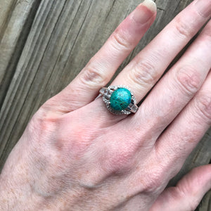 Chrysocolla and sparkling White Topaz