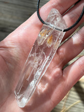 Load image into Gallery viewer, Hovave Art Lemurian Light crystal necklace with Sacred Masculine &amp; Divine Feminine Symbols