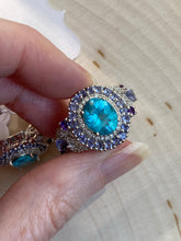 Load image into Gallery viewer, Collectors Electric Blue Apatite, Iolite and Amethyst rings