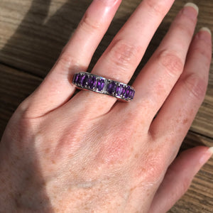 Amethyst heart ring with “I love you” band inside