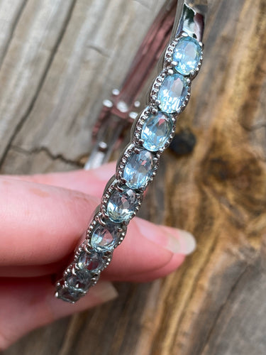 Blue Topaz stainless steel adjustable bracelet