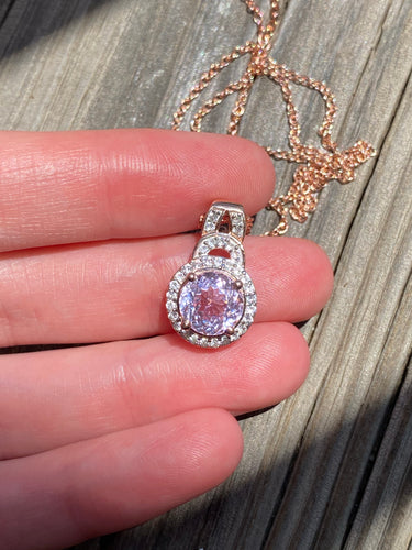 Round brilliant cut Natural pink/purple Kunzite necklace