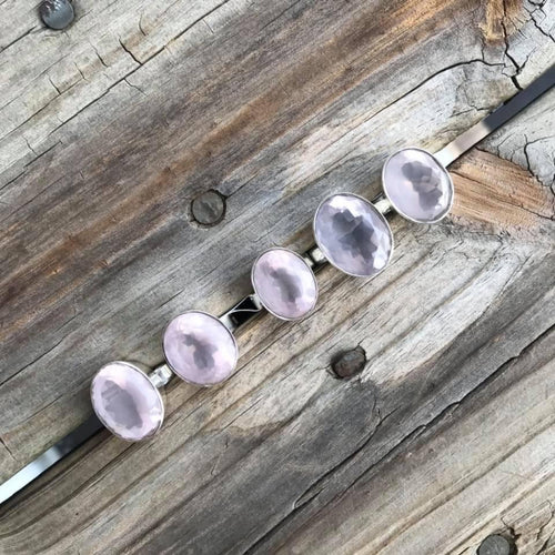 Faceted Rose Quartz cocktail rings