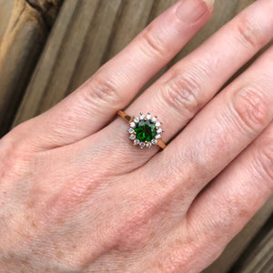 Chrome Diopside and Zircon ring