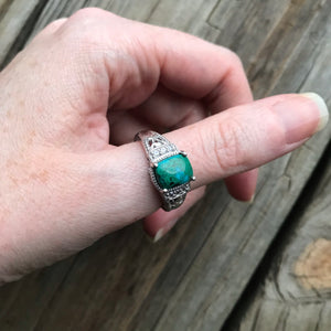 Chrysocolla and Zircon ring