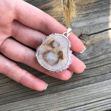 Load image into Gallery viewer, Stunning XL triple eye Amethyst Stalactite slice pendant