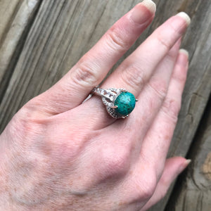 Chrysocolla and sparkling White Topaz