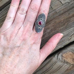 African Ruby elongated ring