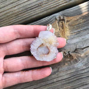 Stunning XL triple eye Amethyst Stalactite slice pendant