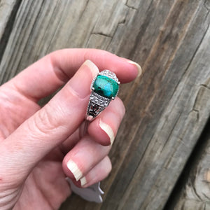 Chrysocolla and Zircon ring