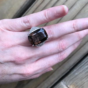 Smoky Quartz and Zircon ring