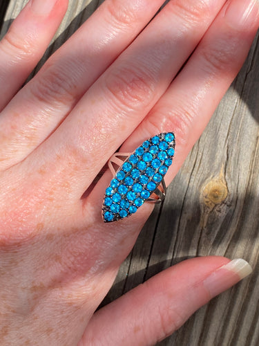 Electric Blue Apatite elongated ring