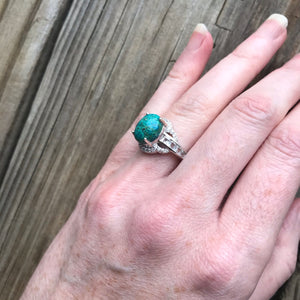 Chrysocolla and sparkling White Topaz