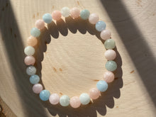 Load image into Gallery viewer, Aquamarine, Morganite and Heliodor stretch bracelet