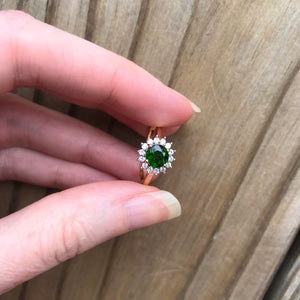 Chrome Diopside and Zircon ring