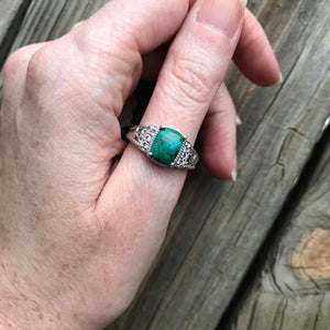 Chrysocolla and Zircon ring