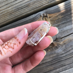 Stunning XL triple eye Amethyst Stalactite slice pendant