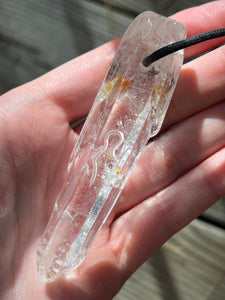 Hovave Art Lemurian Light crystal necklace with Sacred Masculine & Divine Feminine Symbols