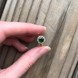 Chrome Diopside and Zircon ring