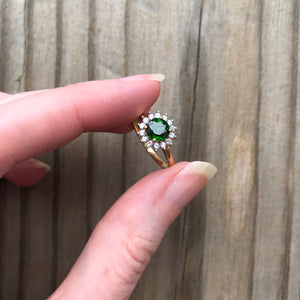 Chrome Diopside and Zircon ring