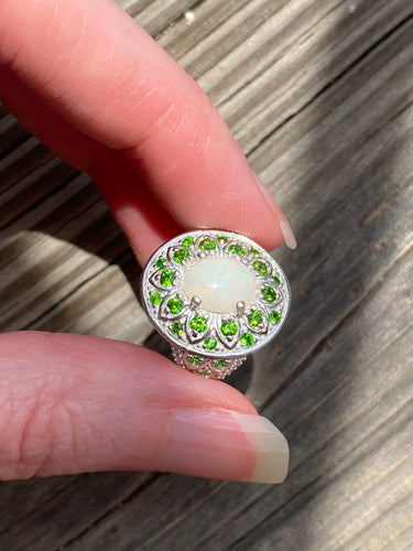 Magical Ethiopian Opal and Diopside ring
