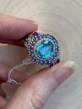 Load image into Gallery viewer, Collectors Electric Blue Apatite, Iolite and Amethyst rings