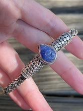 Load image into Gallery viewer, Carved Tanzanite braided sterling silver collectors bracelet