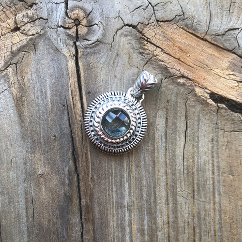 Faceted Green Amethyst dome pendant