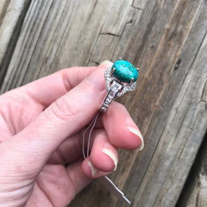 Chrysocolla and sparkling White Topaz