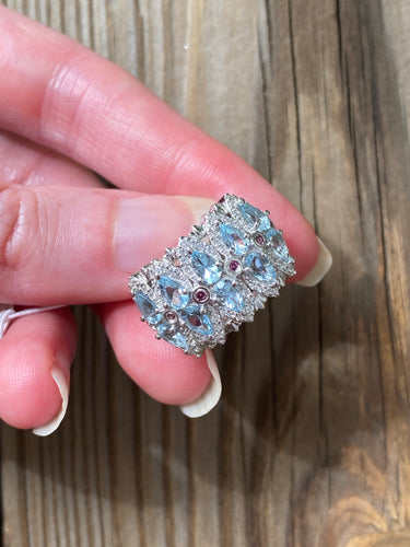 8 carat Aquamarine and Garnet Royal ring