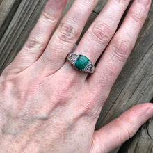 Load image into Gallery viewer, Chrysocolla and Zircon ring