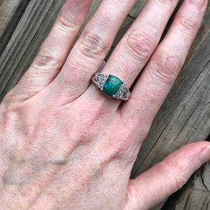 Chrysocolla and Zircon ring