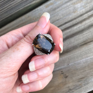 Smoky Quartz and Zircon ring