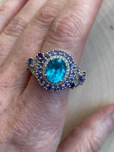 Load image into Gallery viewer, Collectors Electric Blue Apatite, Iolite and Amethyst rings