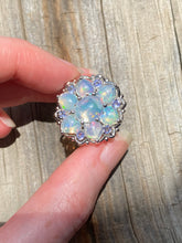 Load image into Gallery viewer, Magical XL Ethiopian Opal Hearts and Tanzanite rounds ring