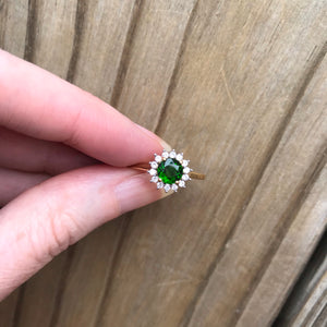 Chrome Diopside and Zircon ring