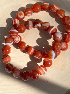 High quality Carnelian & Sardonyx stretch bracelets