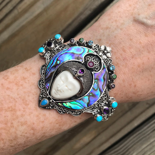 6 gemstone Goddess Bracelet with Abalone Shell