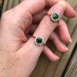 Chrome Diopside and Zircon ring