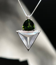 Load image into Gallery viewer, One of a kind - Ethereal Rose Quartz Angelic Star necklace with XL bubbly Moldavite crown