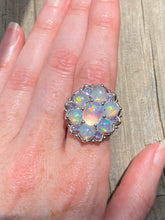 Load image into Gallery viewer, Magical XL Ethiopian Opal Hearts and Tanzanite rounds ring