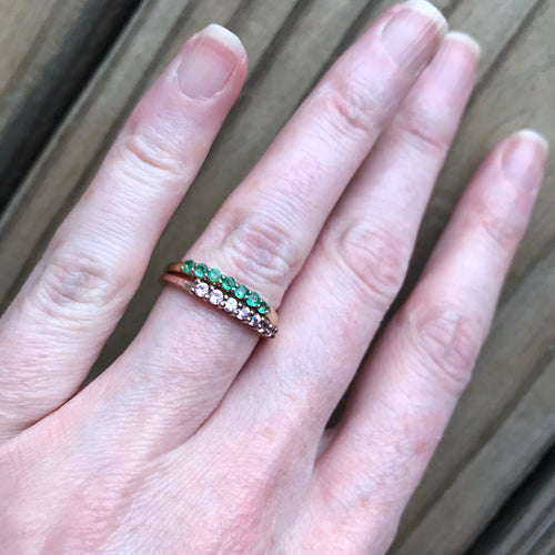 Emerald and Pink Sapphire stack rings (set of 2)