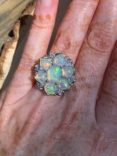 Load image into Gallery viewer, Magical XL Ethiopian Opal Hearts and Tanzanite rounds ring