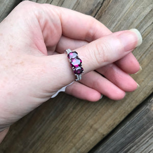 Rhodolite Garnet trilogy rings