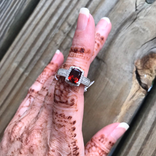 Brazilian red Citrine & Zircon ring