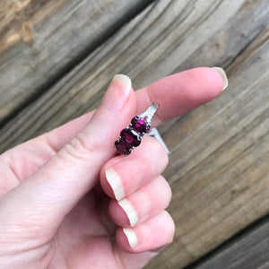 Rhodolite Garnet trilogy rings