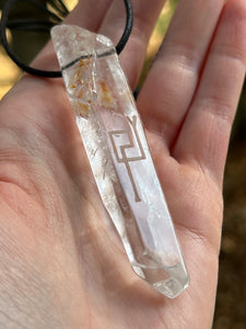 Hovave Art Lemurian Light crystal necklace with Sacred Masculine & Divine Feminine Symbols