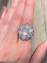 Load image into Gallery viewer, Magical XL Ethiopian Opal Hearts and Tanzanite rounds ring